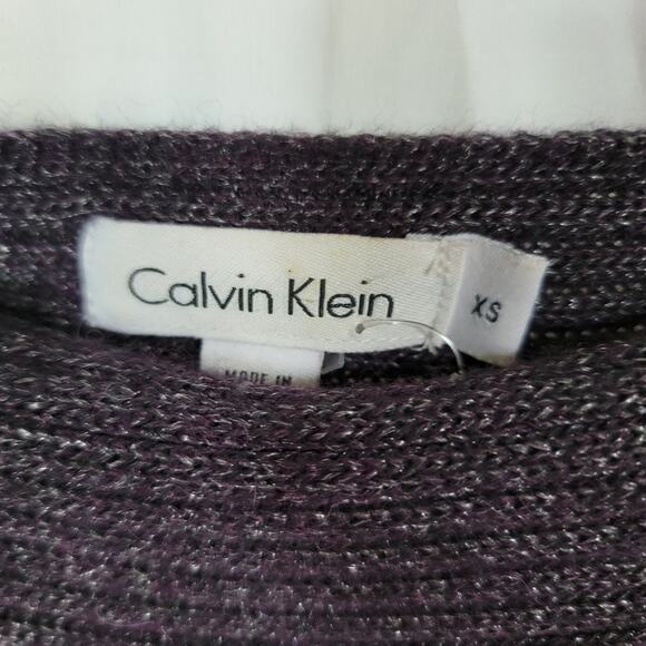 Calvin Klein Purple Metallic Wool Blend Cap Sleeve Tunic Sweater Blouse Size XS - Picture 2 of 11